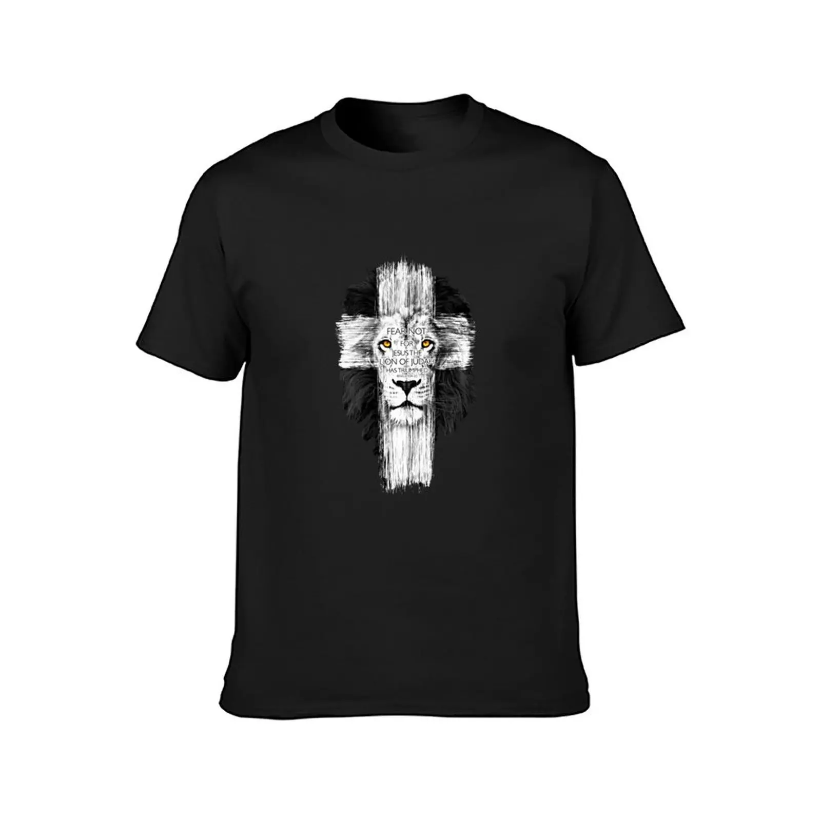 LION CROSS DESING BY DAVO T-Shirt customs tees sweat hippie clothes Men's t-shirts