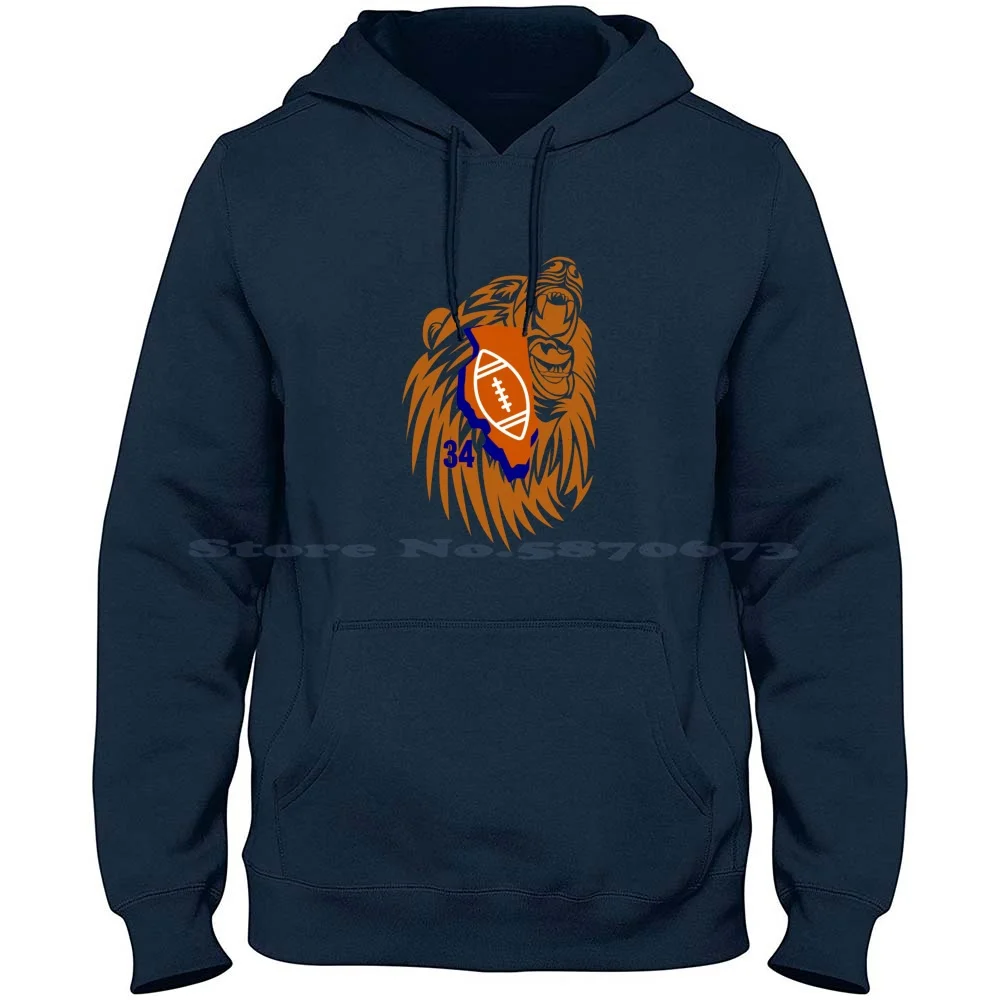 Football Designs 100% Cotton Hoodie T Shirt Chicago Football Field Goal Walter Payton Howard Mitch Trubisky Bears Illinois