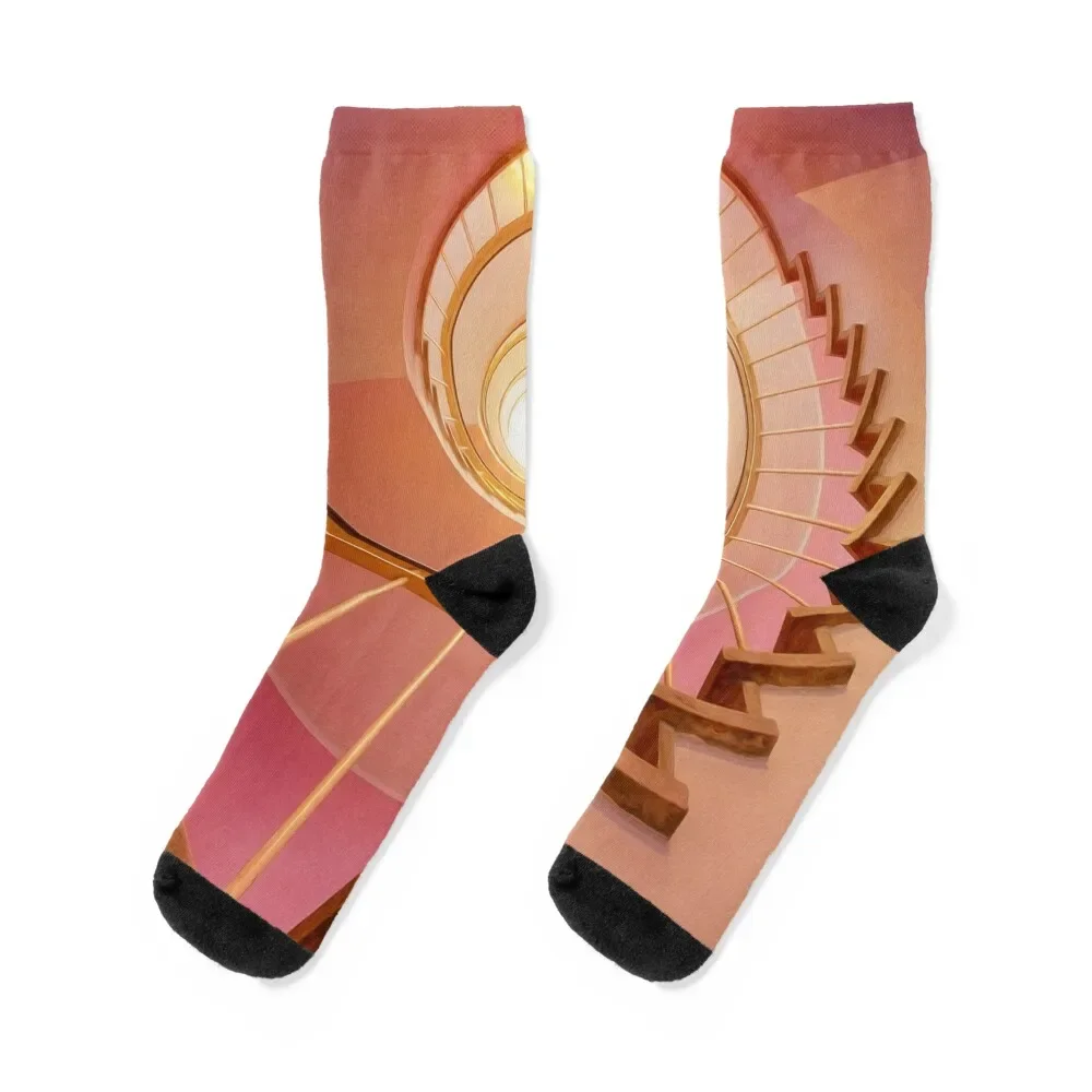 

Stairway Light SpirAL Pink Home Architecture Socks funny gifts Argentina Ladies Socks Men's