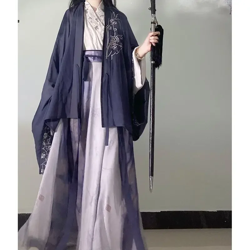 Hanfu chino Original para mujer, disfraz con estampado antiguo del período Weijin, uniforme de Cosplay de clase de estudiantes Vintage de nicho, vestido Hanfu