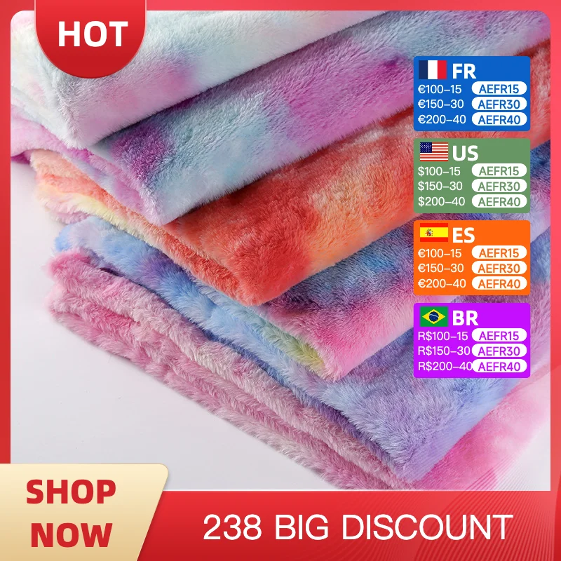 

Colorful Tie-Dye Velvet Fabric - Thick Polyester Plush for DIY Sewing & Quilting