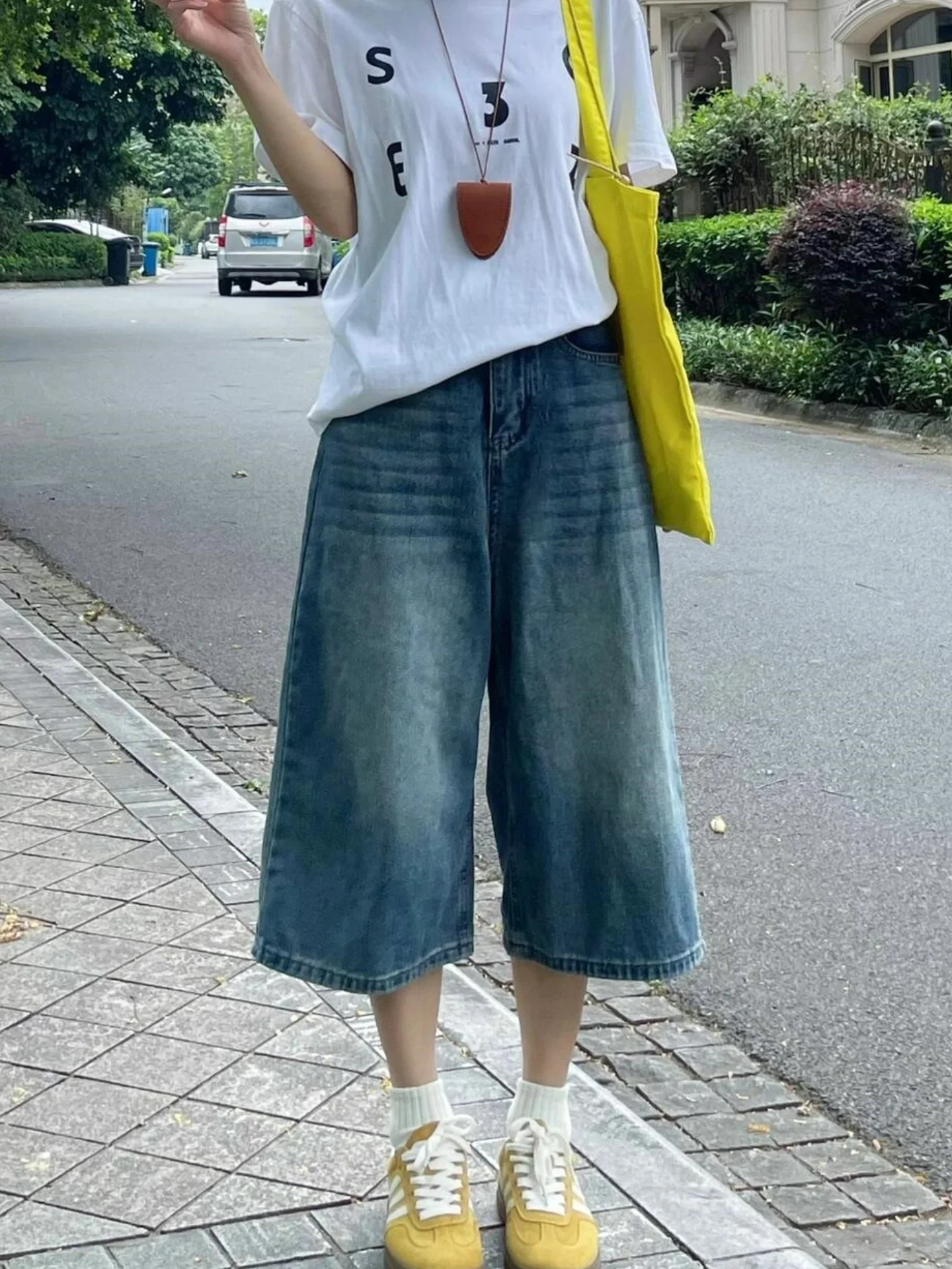 

Ретро-джинсы женские в американском стиле, с эффектом потертости, длиной 7/8, с высокой талией, облегающие, свободные, с широкими штанинами, джинсовые брюки до середины икры