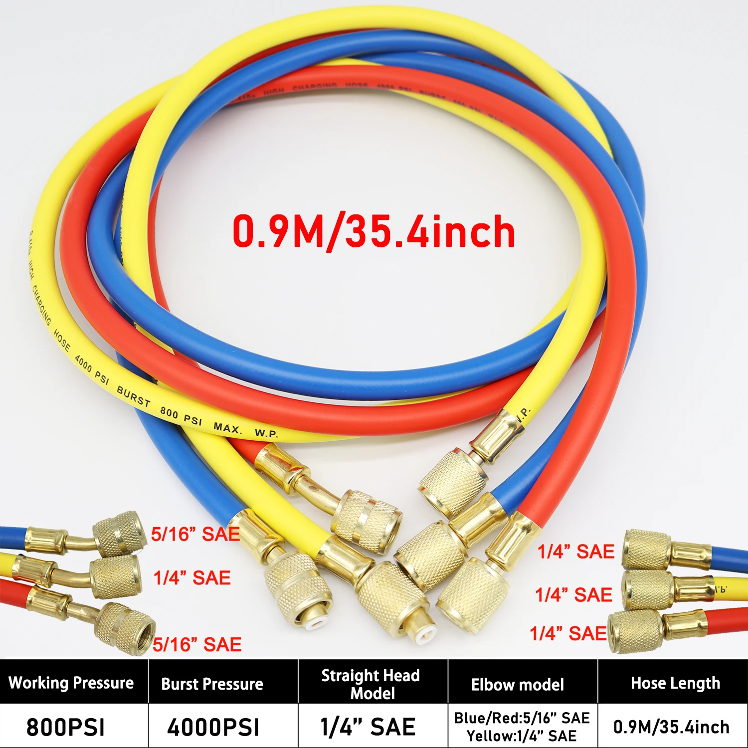Refrigerant Charging Hose for for HVAC R32 R410a Refrigerant Air Conditioning Manifold Gauge