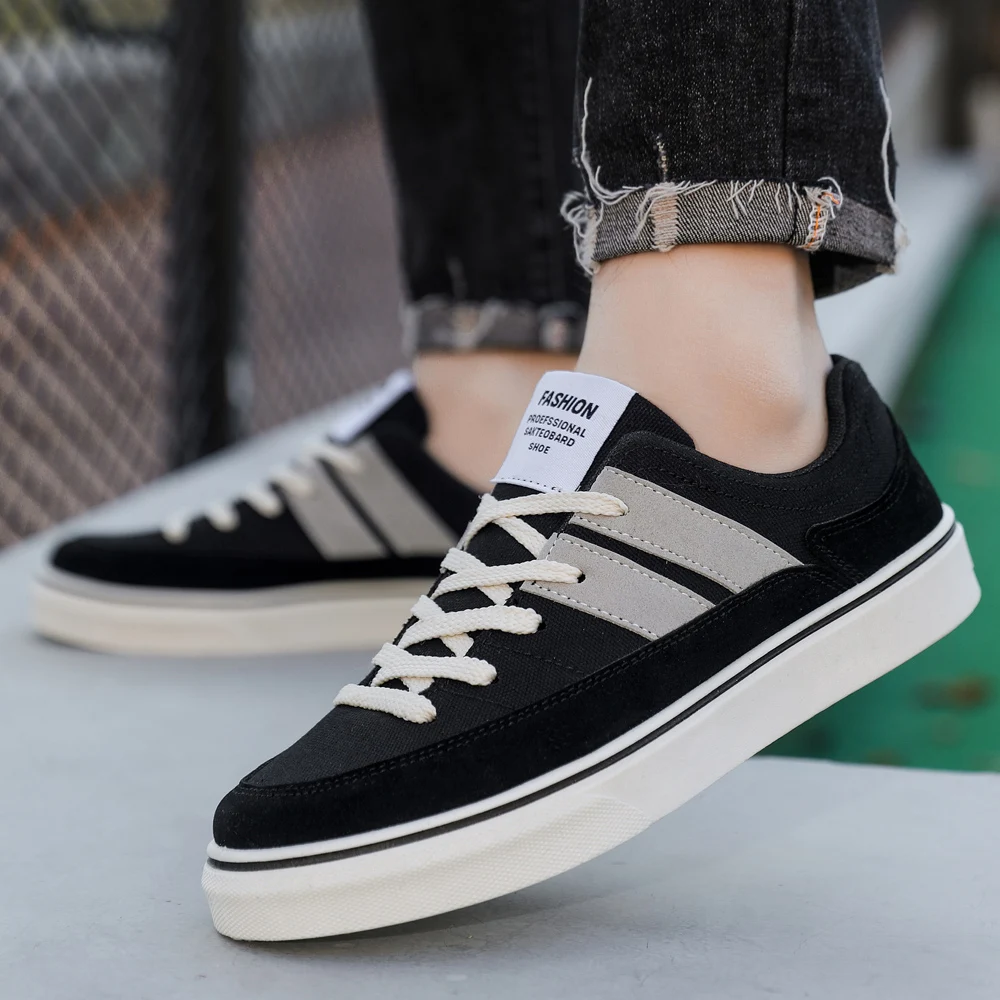 

2026 New Men's Low-top Canvas Shoes, Korean Style Trendy Casual Skate Shoes for Work and Commuting