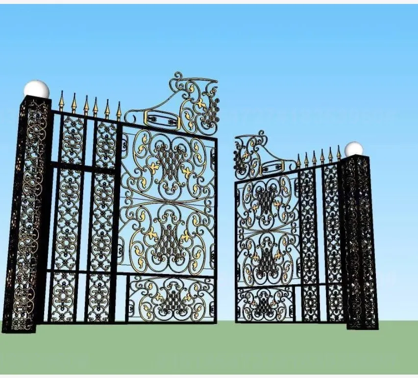 Home Villa Outdoor Sliding Swing Driveway Gate Patio Steel Wrought Iron Gate Design