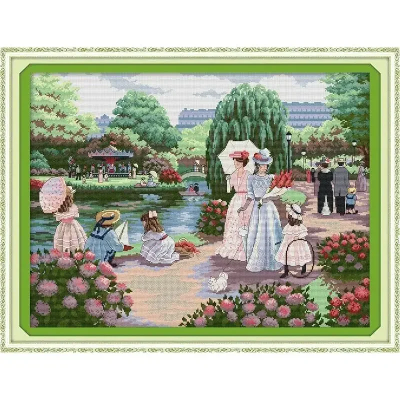 

Joy Sunday Pre-printed Cross Stitch Kit Easy Pattern Aida Stamped Fabric Embroidery Set-Outing