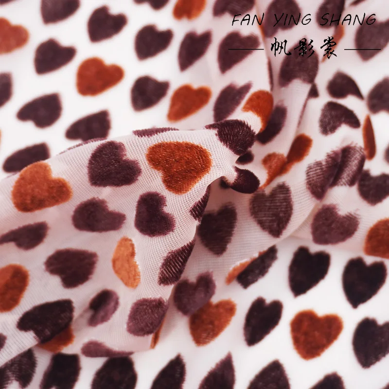 2025 The Orange Heart Burnt Out Velvet Fabric For Dress Telas Para Costura Tissus Couture ткань Cloth Material Sewing