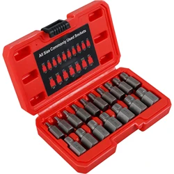 17Pcs Damaged Screw Extractor Drill Bit Set Hex Head Easy Out Bolt Extractor Spiral Broken Screw Remover Tool for Nuts Bolts