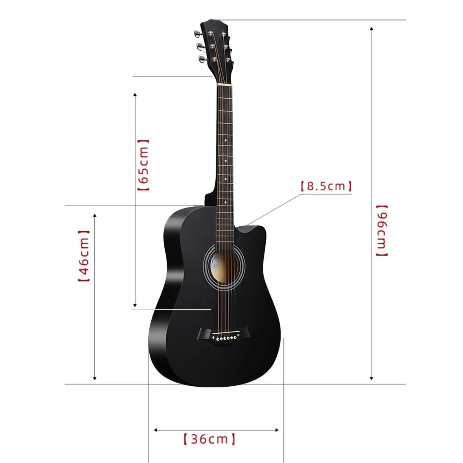 38inch Acoustic Guitar Musical Instrument 6 Strings Durable for Teens Adults