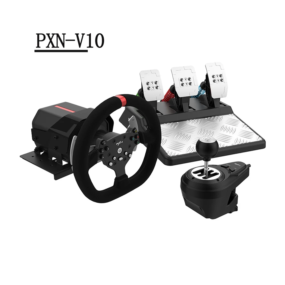 new Pxn-v10 Force Feedback Racing Game Steering Wheel 900 Degree Compatible With Pc/xbox /ps4 Boy Racing Competitive Game Set