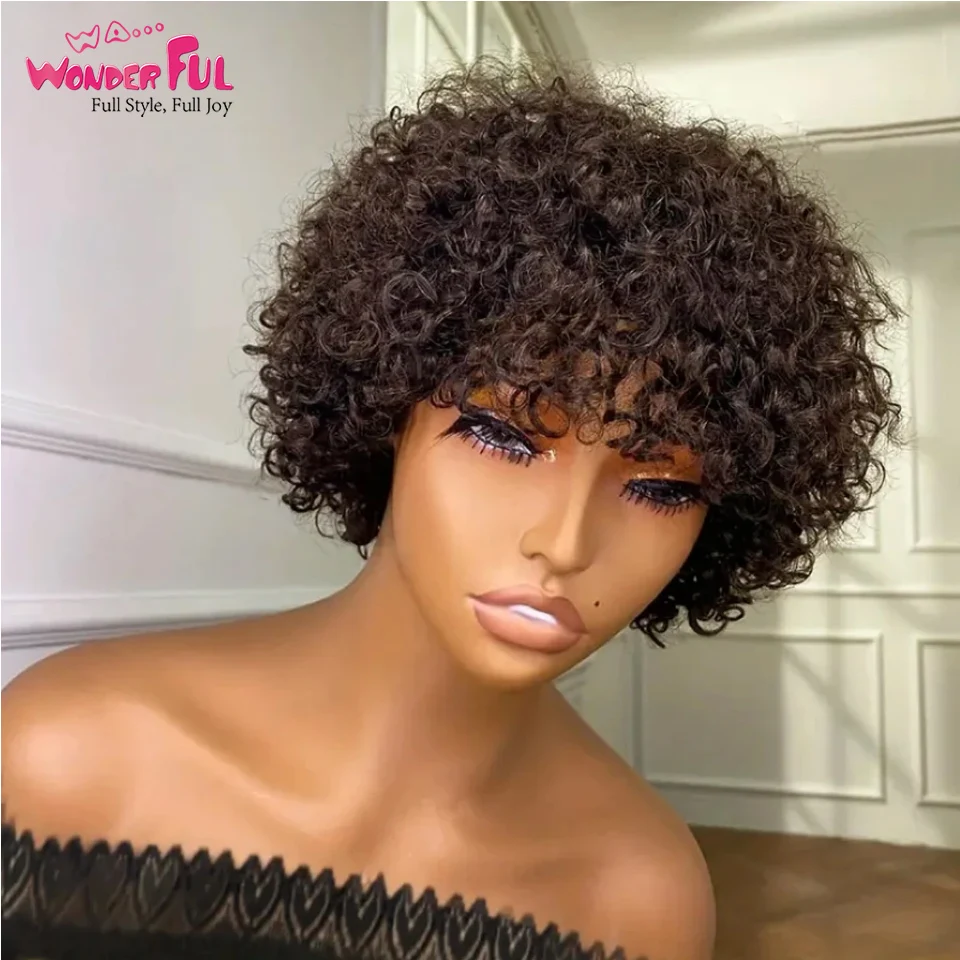 Brazilian Short Afro Kinky Curly Hair Wigs Red 99J# And 1B# Full Machine Human Hair Wigs Natural Remy Human Hair For Black Women