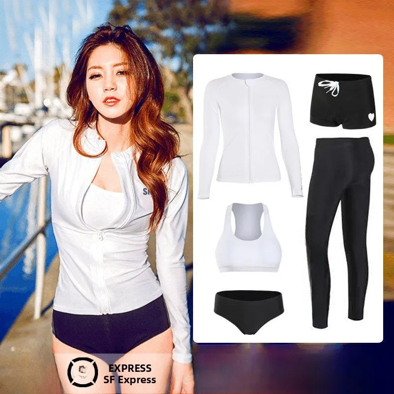 

Женский комплект для дайвинга: двухсекционный купальник с быстрым высыханием, защитой от солнца, длинными рукавами и брюками, корректирующий фигуру, для серфинга