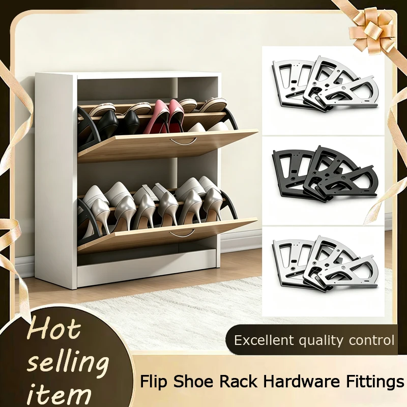 Rustproof Ultra Slim Design Stainless Steel Tilt Down Shoe Rack Fittings Single Double Layer With Rotating Drop Down Bracket