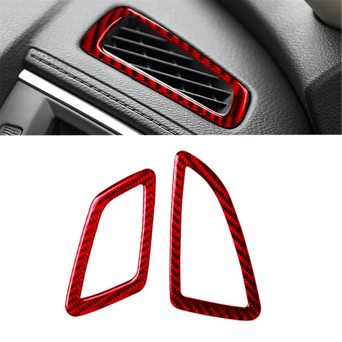 ABS Red Carbon Fiber Side Dashboard Air Vent Cover Trim Decor Sticker for Honda Civic 10Th Gen 2016 2017 2018 2019(LHD)JADD