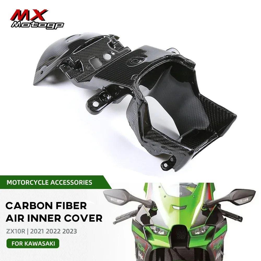 ZX10R For KAWASAKI NINJA ZX 10R 2021 2022 2023 2024 Motorcycle Carbon Fiber Air Intake Pipe Cover Front Fairing Parts