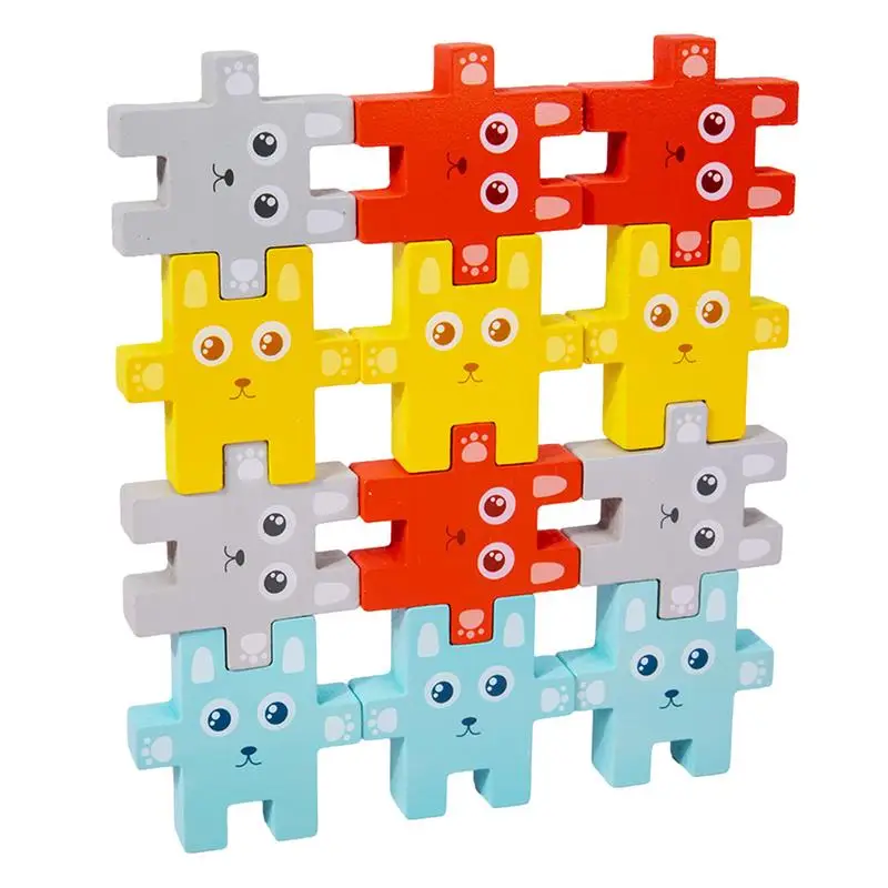 Quebra-cabeça de madeira brinquedo animais kit jogo treinamento equilíbrio crianças montessori educacional empilhamento brinquedo forma brinquedo cognitivo