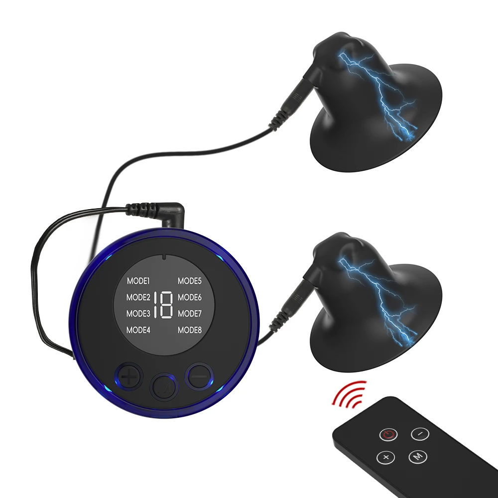Electric Shock Nipple Suction Cup Breast Clitoris Sucker Erotic Nipple Clamps Pump Adult Game Breast-fed Sex Toys for Women Men