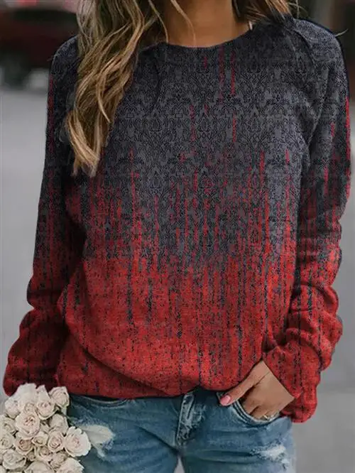 Retro Pattern Floral 3D Print Sweatshirts Women Casual Long Sleeve Hoodies Raglan Sleeves Pullovers Harajuku Top Female Clothing