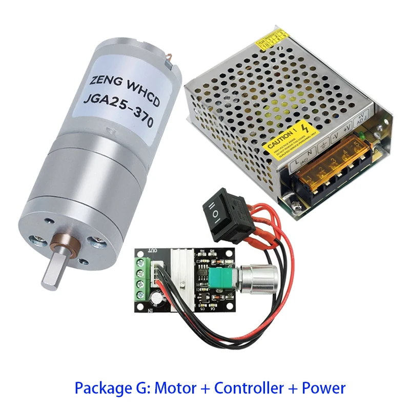 JGA25-370 DC 12 V 24 V 12 RPM-1360 RPM Reductiereductiemotor Groot koppel High Power Wormwielmotor Omgekeerde motor