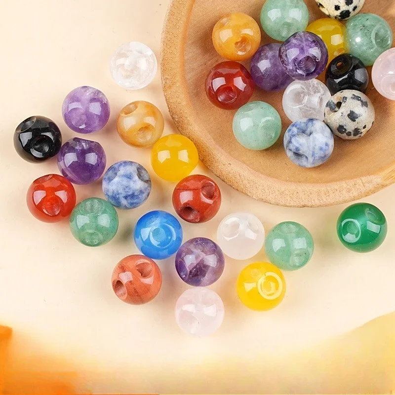 10pcs 10mm Drilled  2.0mm Edge Side Nose Button Beads Natural Stone for Sewing Scrapbooking Garment DIY Crafts