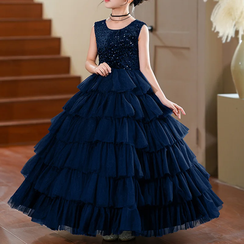 

Элегантные платья для девочек, официальные платья принцессы, Детские вечерние длинные платья с блестками для дня рождения