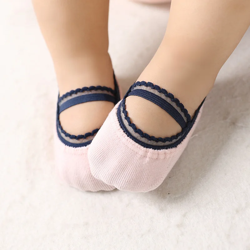 ถุงเท้าเด็กถุงเท้าทารกฤดูร้อนลูกไม้ถุงเท้าเด็กเจ้าหญิงสีทึบถุงเท้าทารก Anti-Slip ถุงเท้ายาง soles