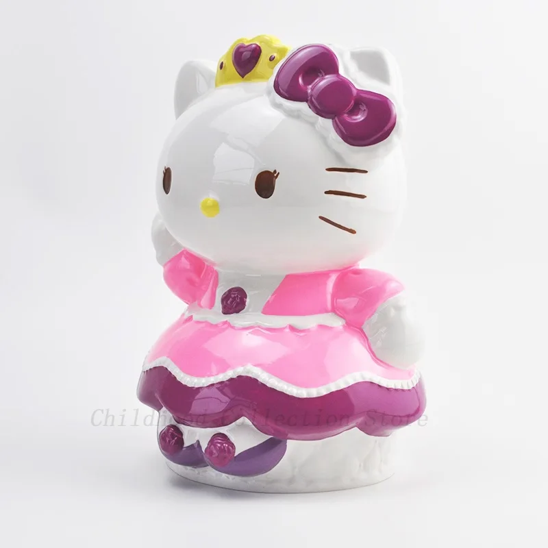 Kawaii Hello Kitty akcja figurka zabawka kot kreskówkowy świnka skarbonka ceramiczna Anime kotek słodkie ozdoby na biurko prezenty urodzinowe dla dzieci