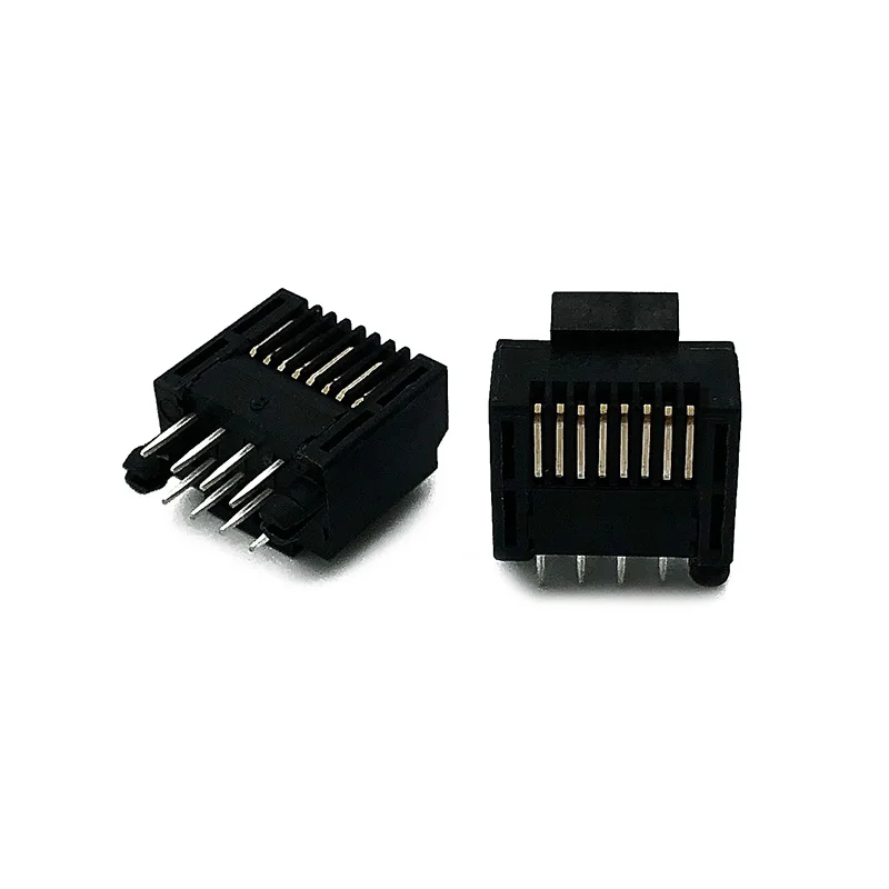 10PCS PCB Modular Plug 8P8C Black RJ45 Connector Short Body DIP Plug-in Male 8pin Buckle