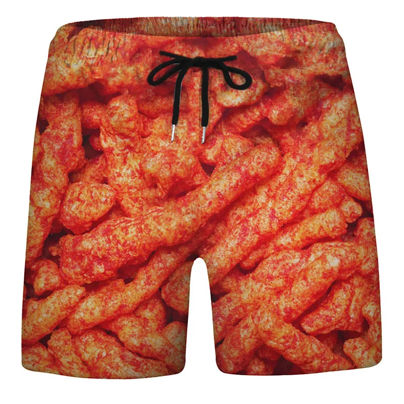 Sausages Food Graphic Beach Shorts 3D Print Beachwear Sexy Swim Men Surf Board Short Drawstring Trunk Quick Dry Short