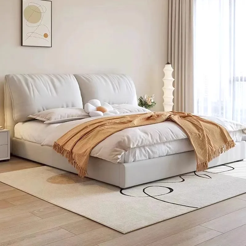 

Design White Bed Full Body Hotel Minimalist King Size Solid Wood Bed Confortable Simple Cama De Casal Living Room Furnitures