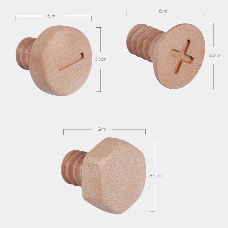 

Wooden Hook Clothes Coat Hook Screw Design Beech Wood Key Rack Wall Hanging Key Rack Nordic Home Coat Rack