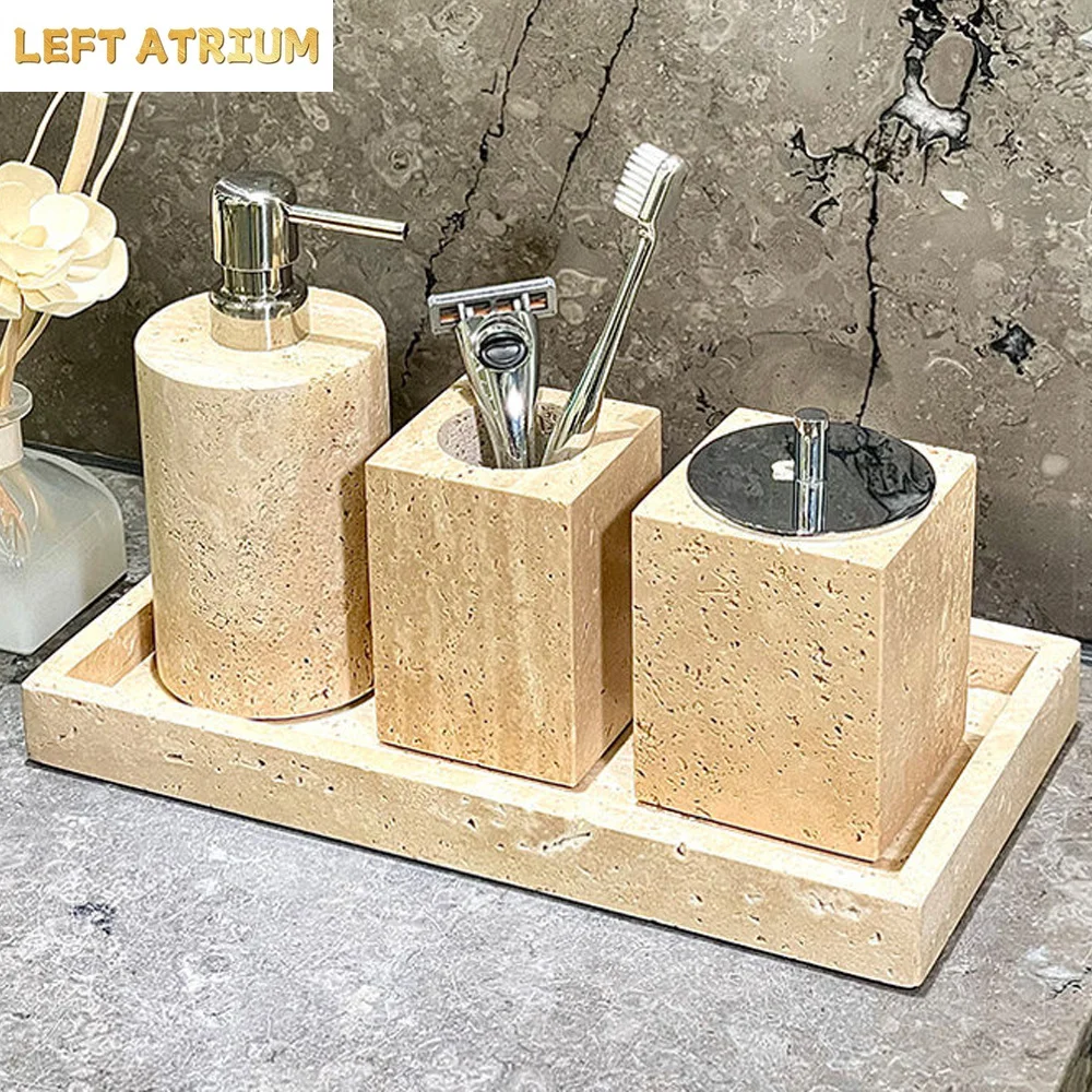 Cave Stone Resin Bathroom Liquid Distributor Water Soap Dish Hand Sanitizer Bottle Emulsion Bottle Gargle Cup Tray Bathroom