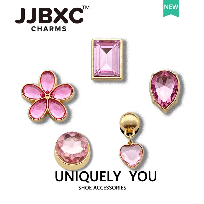 معدن JJBXC سحر إبزيم حذاء إكسسوارات الأحذية المعدنية الوردي الماس DIY الأزياء الأحذية الزينة