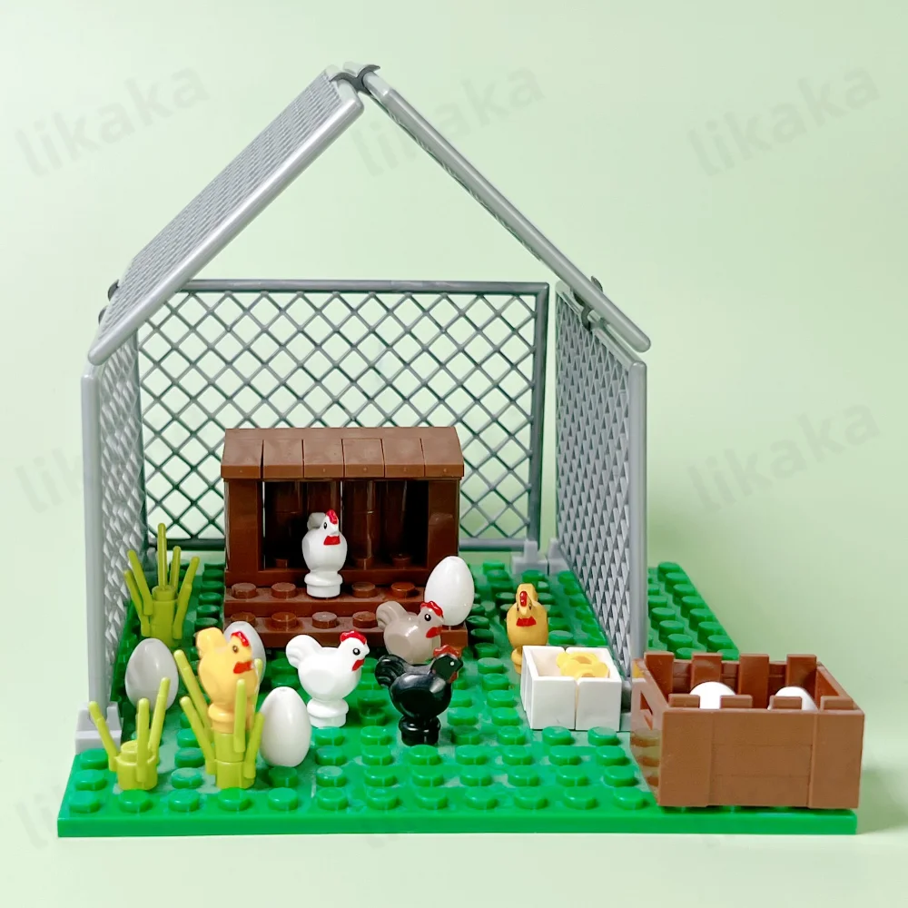 MOC Animals Building Blocks City Farm Chicken Coop Hen House Blocks DIY Toys for Children Boys Girls Birthday Gifts Kids Toys