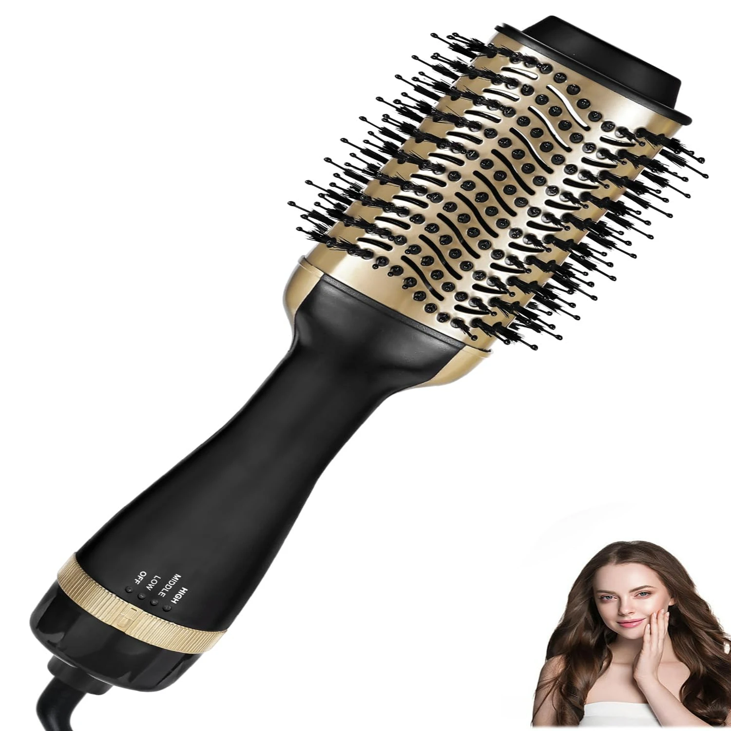 

Versatile Gold 4-in-1 Volumizer Styler Hair Dryer Brush - Professional Hot Air Blow Dryer Brush for All Hair Types and Styles, P