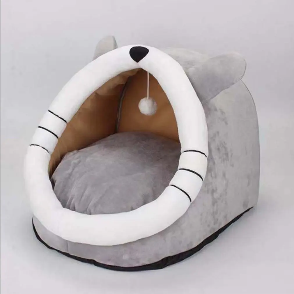 Cat Bed House Kennel Warm Round Pet Sleeping Cave Kitten Bed Pet Basket Cozy Kitten Recliner Cushion Cat House Tent Dog House