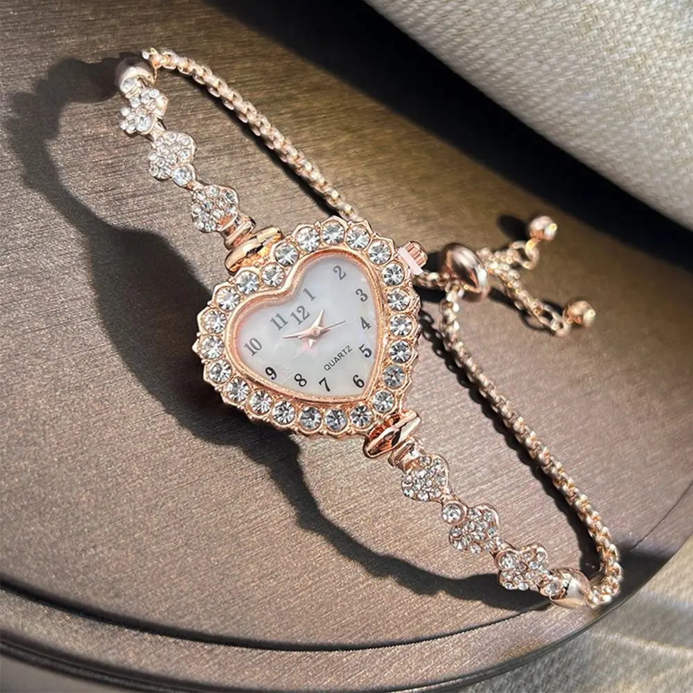 New Quartz Watches Stainless Steel Heart Shaped Watch With Adjustable Bracelet Women Wristwatch Exquisite Wrist Decoration image 2