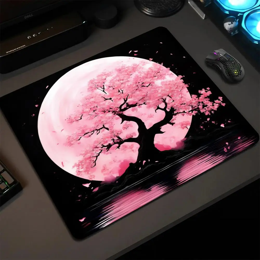 Sakura Moon tapis de souris 40X45 grand carré ordinateur bureau jeu Table tapis en caoutchouc anti-dérapant tapis de souris 22x18 petits tapis de bureau décor