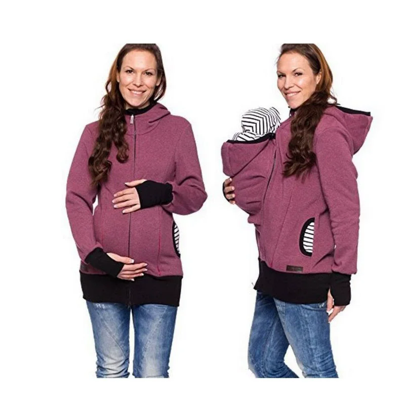 Baby Carrier Jacket Kangaroo Style Warm Pregnant Jacket  Hoodie Sports Shirtdetachable Bag Detachable Suitable For Men Women