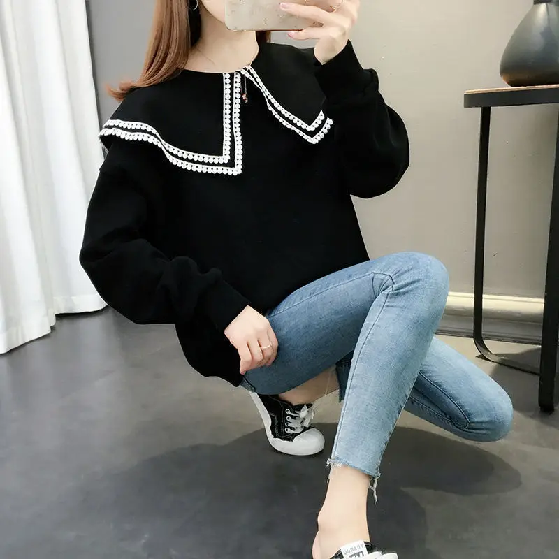 Sweatshirts Women Simple Korean Style Sweet Cute Double-layer Loose Harajuku Casual Students Design Fashion New Ins Retro Chic