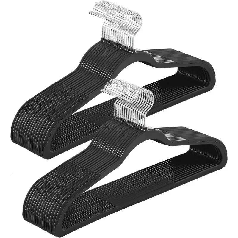 Cabides de plástico que economiza espaço, cabides, gancho giratório de 360 °, 0,2 polegadas de espessura, 17,7 polegadas de largura, pacote de 50, pacote de 50