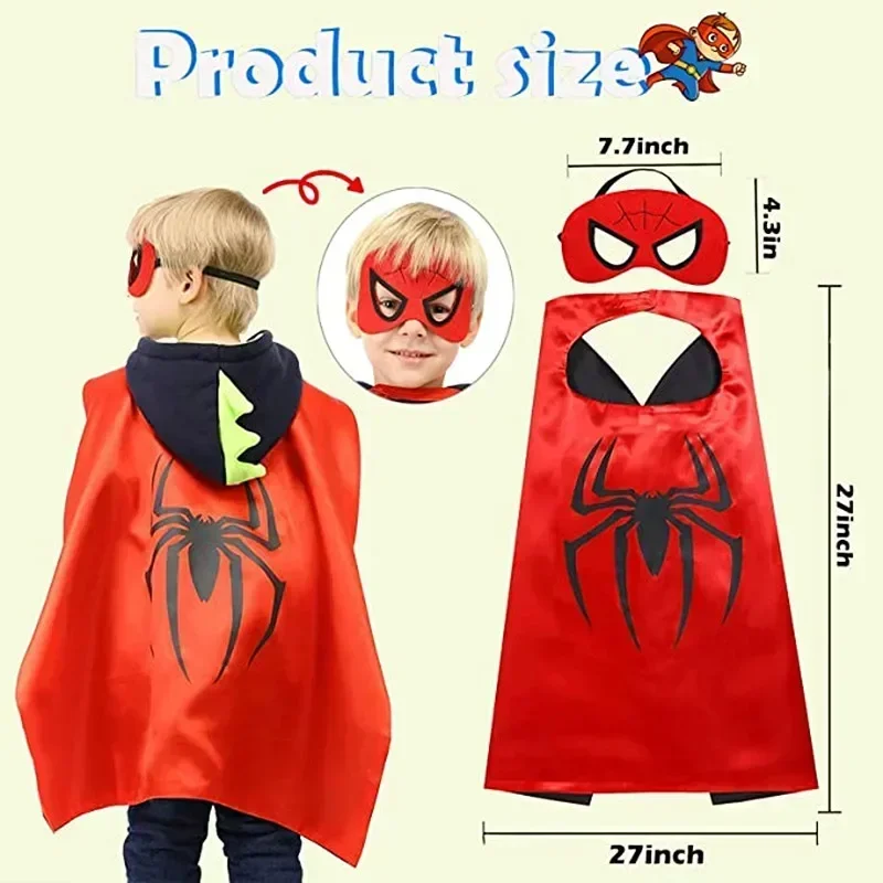 New Year SuperHero Capes for Kids and Masks Superhero Bracelet Toy Peter Parker Costumes for Boys Girls Cosplay Birthday Party