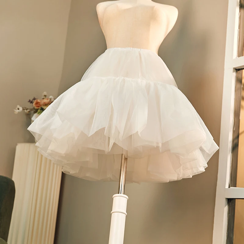 

White Tulle Skirt Woman Fluffy Petticoat Lolita Short Puffed Petticoat Luxury Women's Tulle Mini Skirt Crinolinas For Girls