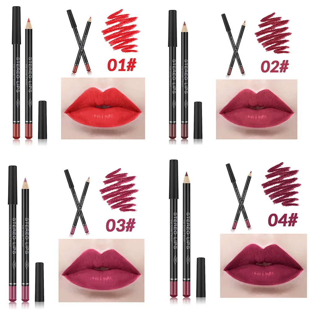 12Pcs Waterproof Lip Liner Pen Matte Lipstick Pencil Long-Lasting Makeup Lip Pencil Set Rich Colors Prevent Lipstick Spread