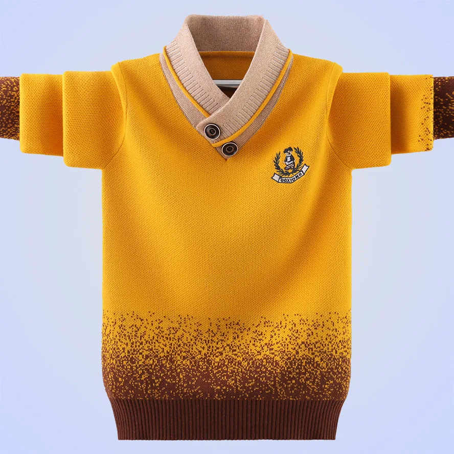 

Cotton Clothing Children's Sweater Keep Warm V-neck Pullover Sweater Children's Clothing Knitted Sweater Boys Clothes 6-14 Years