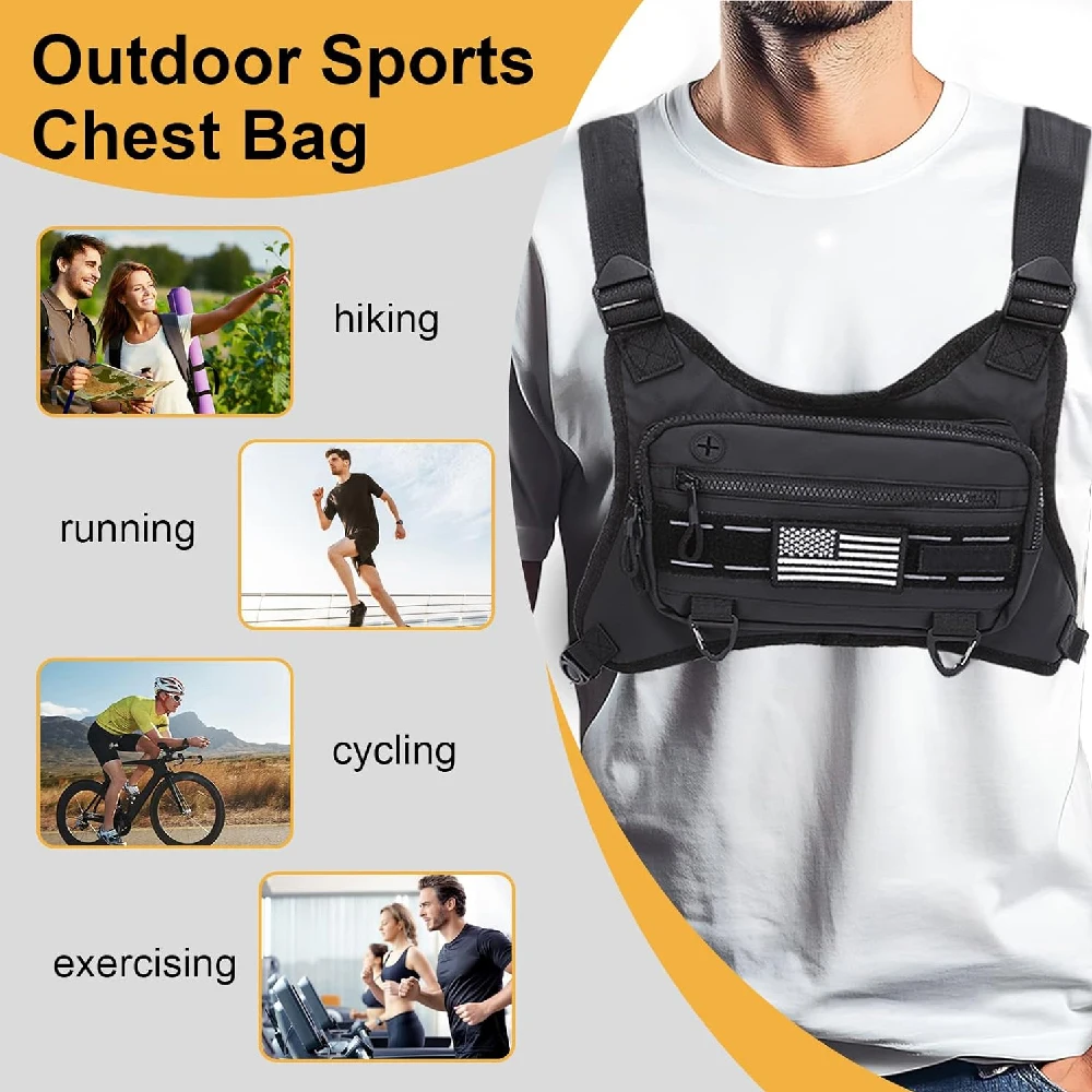 Leichte, wasserabweisende Sport-Brusttasche für Herren, geeignet zum Laufen, als Umhängetasche für Workouts, zum Radfahren, Wandern, Klettern und für Spaziergänge mit dem Hund. – Detail 16