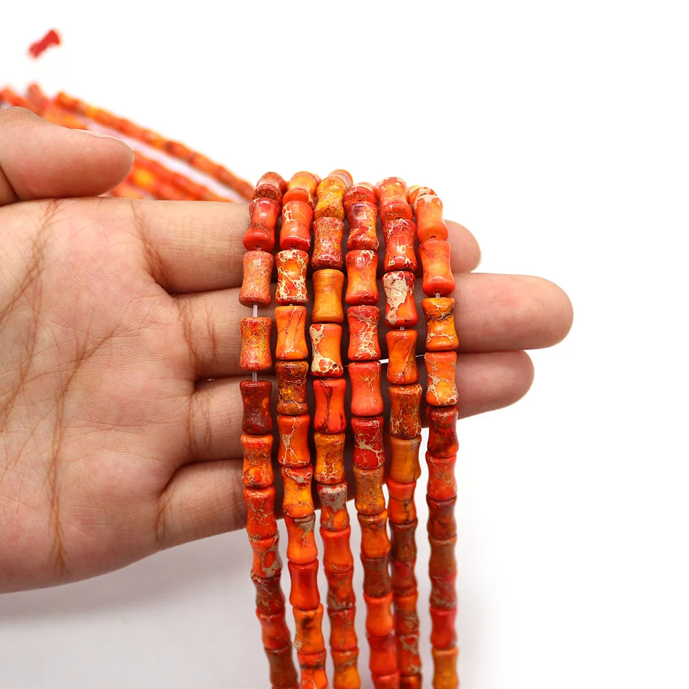 

Personalized Creative Colorful Natural Emperor Stone Polished Bamboo Shape Straight-Hole Loose Beads DIY Jewelry Accessories
