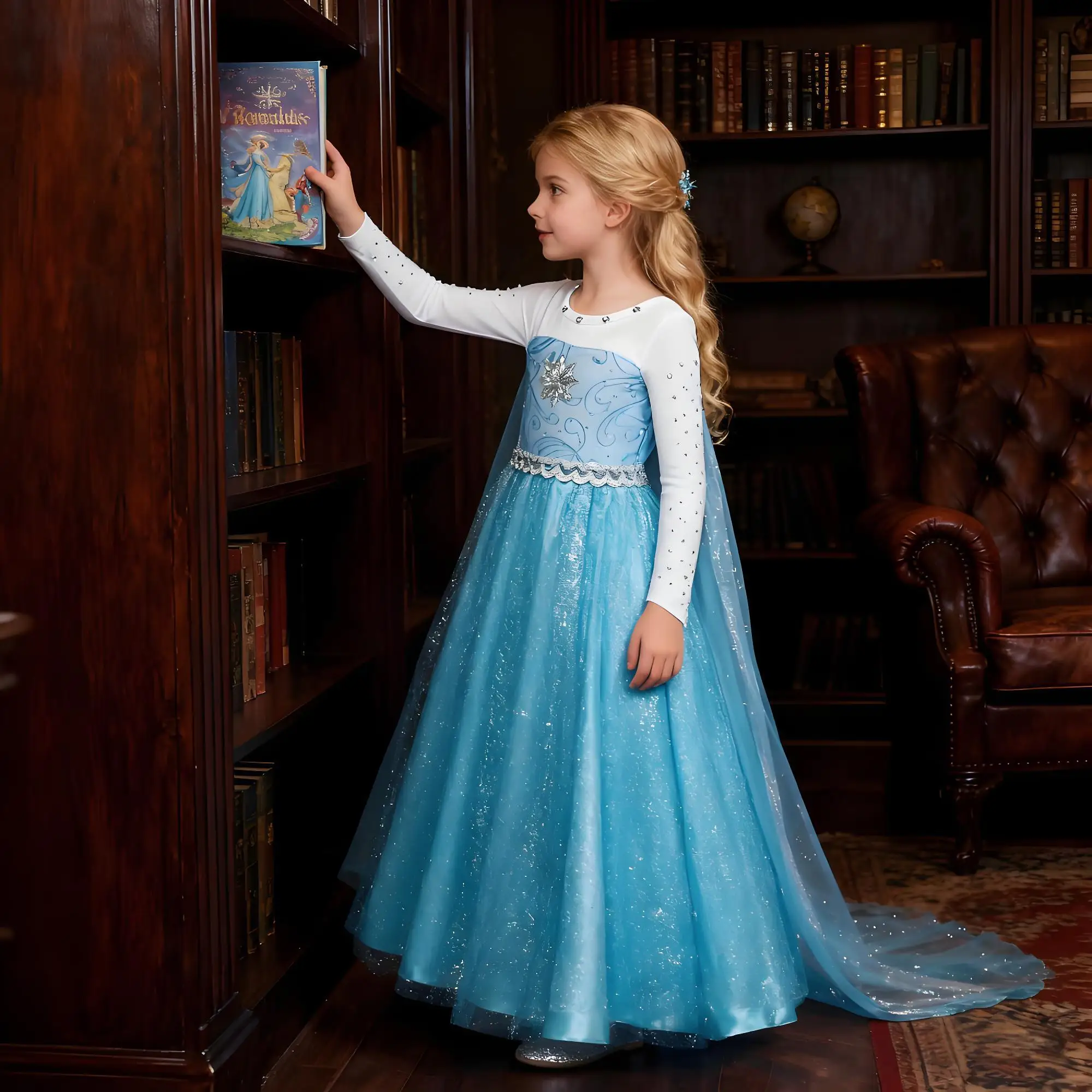 

2-10Yrs Girls Snow Queen Elsa Dress for Girls Costumes Kids Cosplay Halloween Princess Children Gowns Clothing Party Dresses