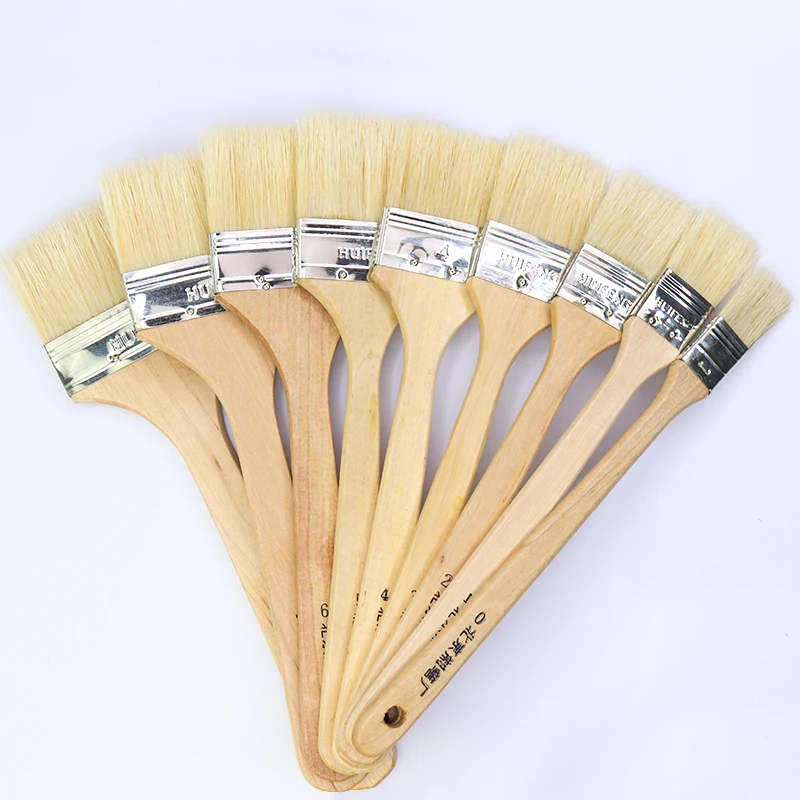 1Pc Wooden Handle Paint Brush  Acrylic Watercolor Gouache Wall Oil Drawing Artist Student Painting Art Supplies