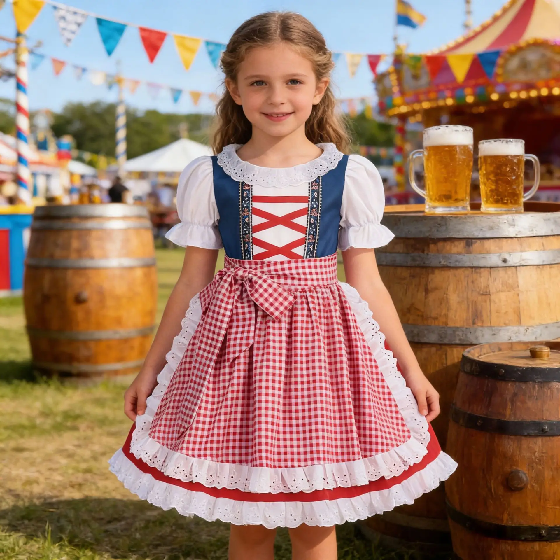 Pink Retro Halloween Costume Tight Girls Dress Bavarian Munich Beer Festival Outfit Children's Day  Suit Women's Wear